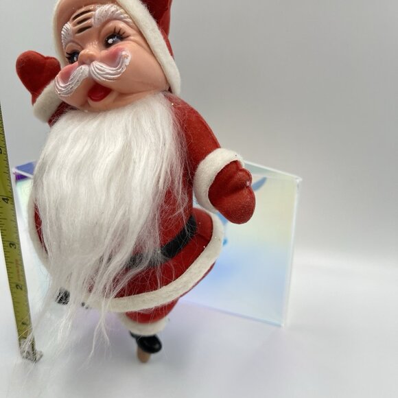Vintage Flocked Velvet Dancing 8" Tall Santa Figure *MISSING STAND* - Picture 16 of 16